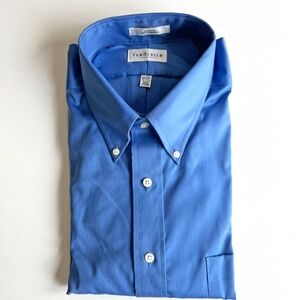 New with tags Van Heusen Men's No-Iron Button Down Dress Shirt Danish Blue XL 17